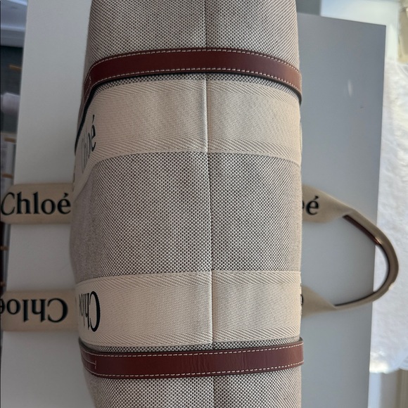 Chloe Beige and Brown Canvas Tote - Picture 4 of 9